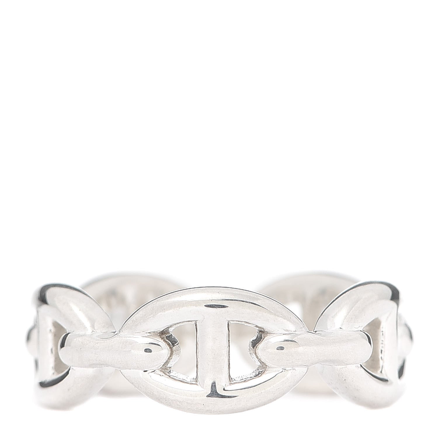 Hermes Sterling Silver PM Chaine d'Ancre Enchainee Band Ring 51 5.75 3 of 6