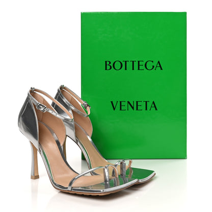 Bottega Veneta Mirror Calfskin Stretch 90mm Sandals 38.5 Silver 8 of 8