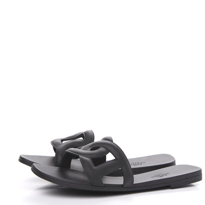 Hermes Rubber Aloha Sandals 38 Black 3 of 8