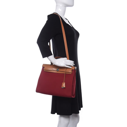 Hermes Vache Hunter Toile Herbag Zip 31 PM Rubis 2 of 10