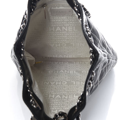 Chanel Lambskin Contrast Stitch Shoulder Bag Black 7 of 11