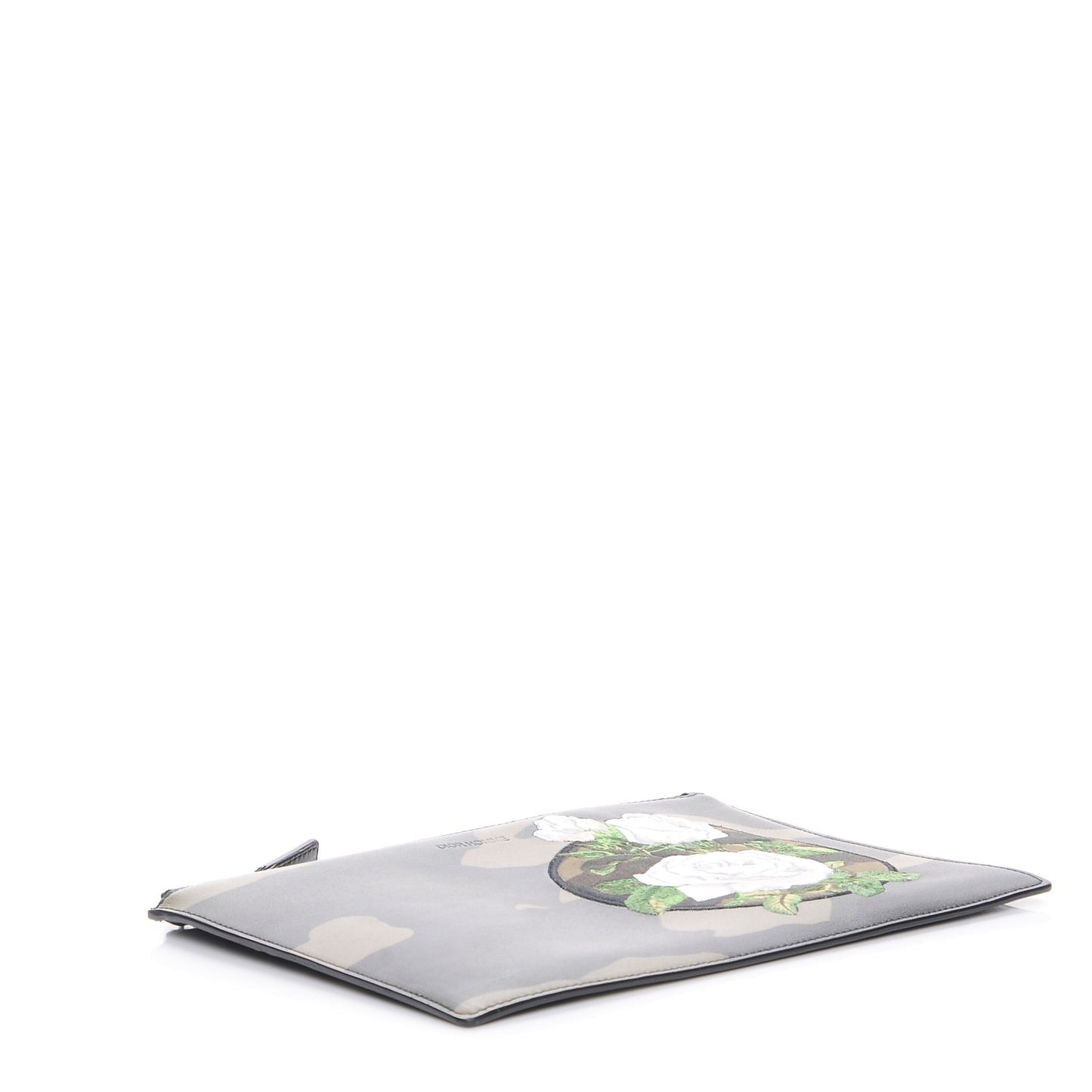 HOMME Coated Canvas Embroidered Camoflage Flat Pouch Green White