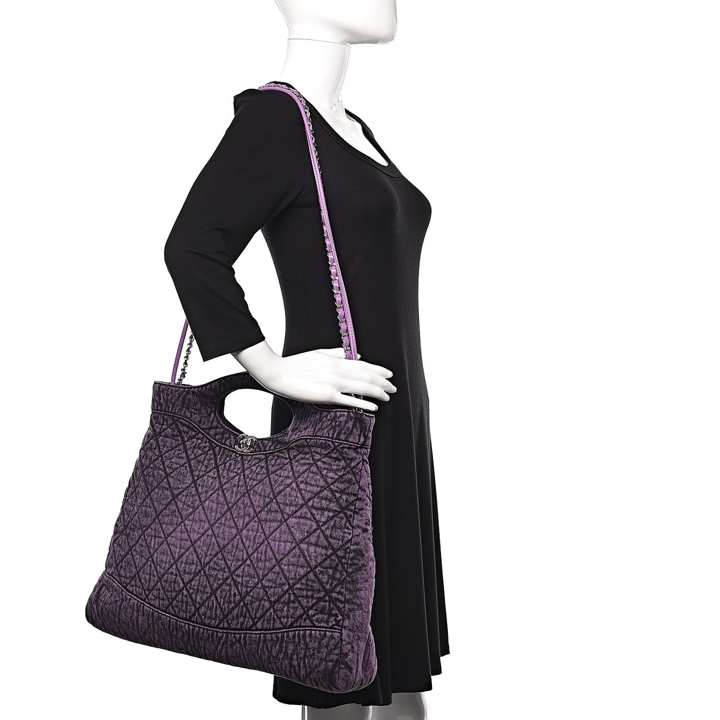 Denim Quilted Large 31 Denimpression Shopping Bag Purple Black