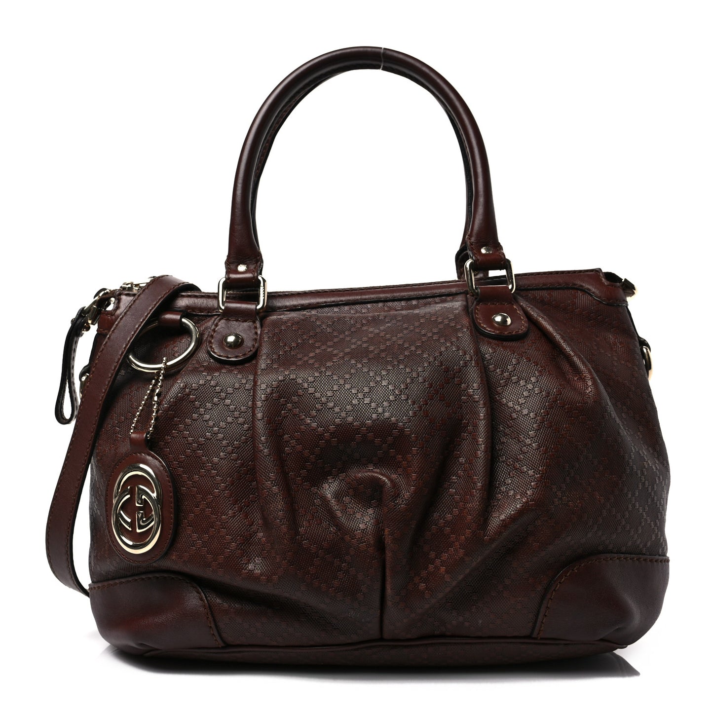 Diamante Medium Sukey Top Handle Bag Dark Brown