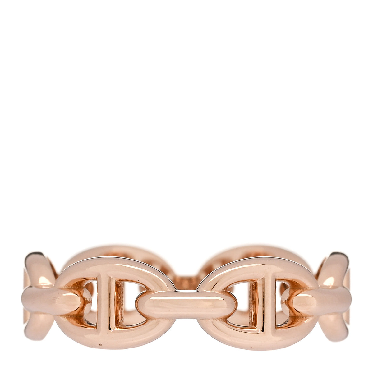 Hermes 18K Rose Gold PM Chaine d'Ancre Enchainee Ring 54 6.75 1 of 7