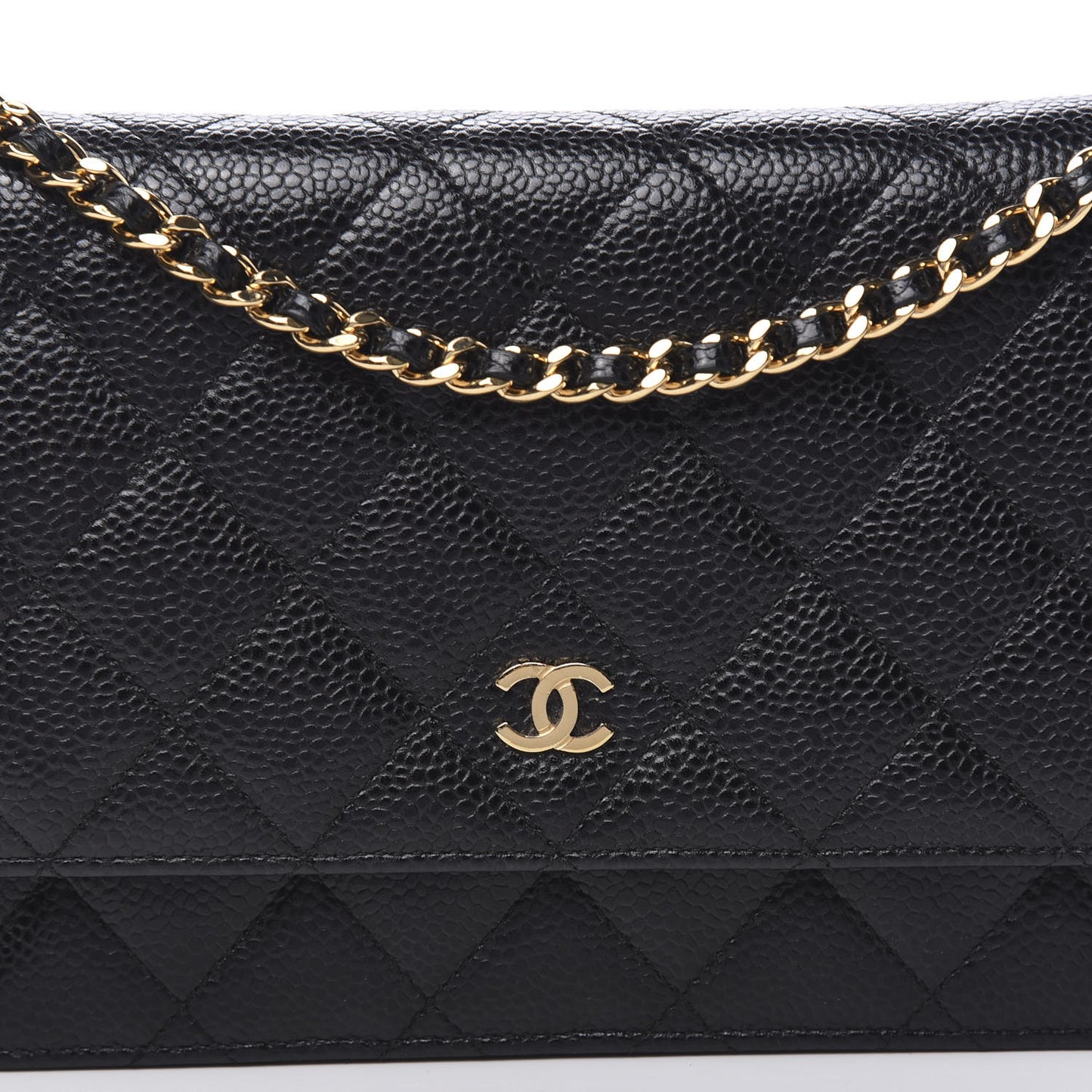 Caviar Quilted Wallet On Chain WOC Black