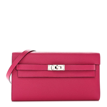 Hermes Chevre Mysore Kelly Wallet To Go Rose Mexico 1 of 12