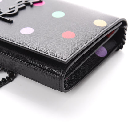 Saint Laurent Grain De Poudre Monogram Chain Wallet Black Confetti 7 of 7