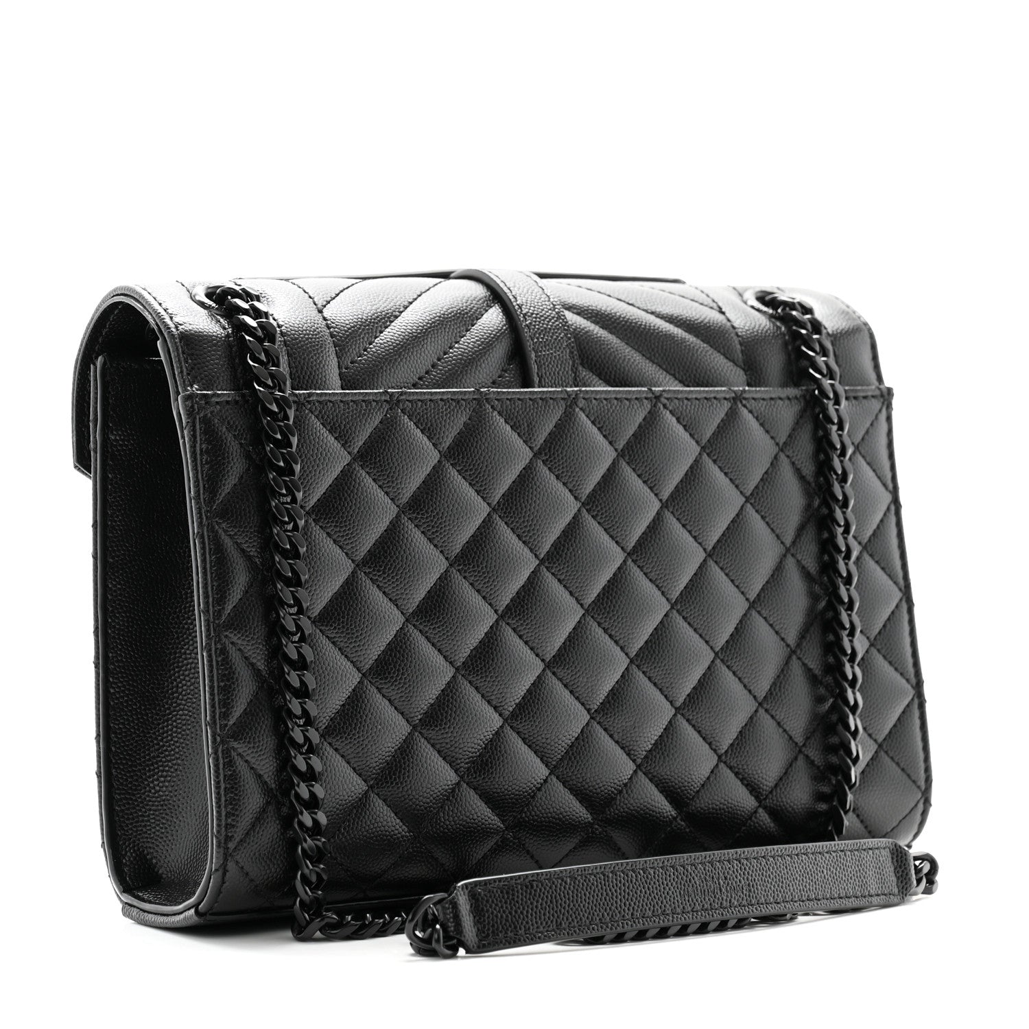 Saint Laurent Grain De Poudre Textured Mixed Matelasse Triquilt Medium Monogram Monochrome Satchel Black 3 of 10