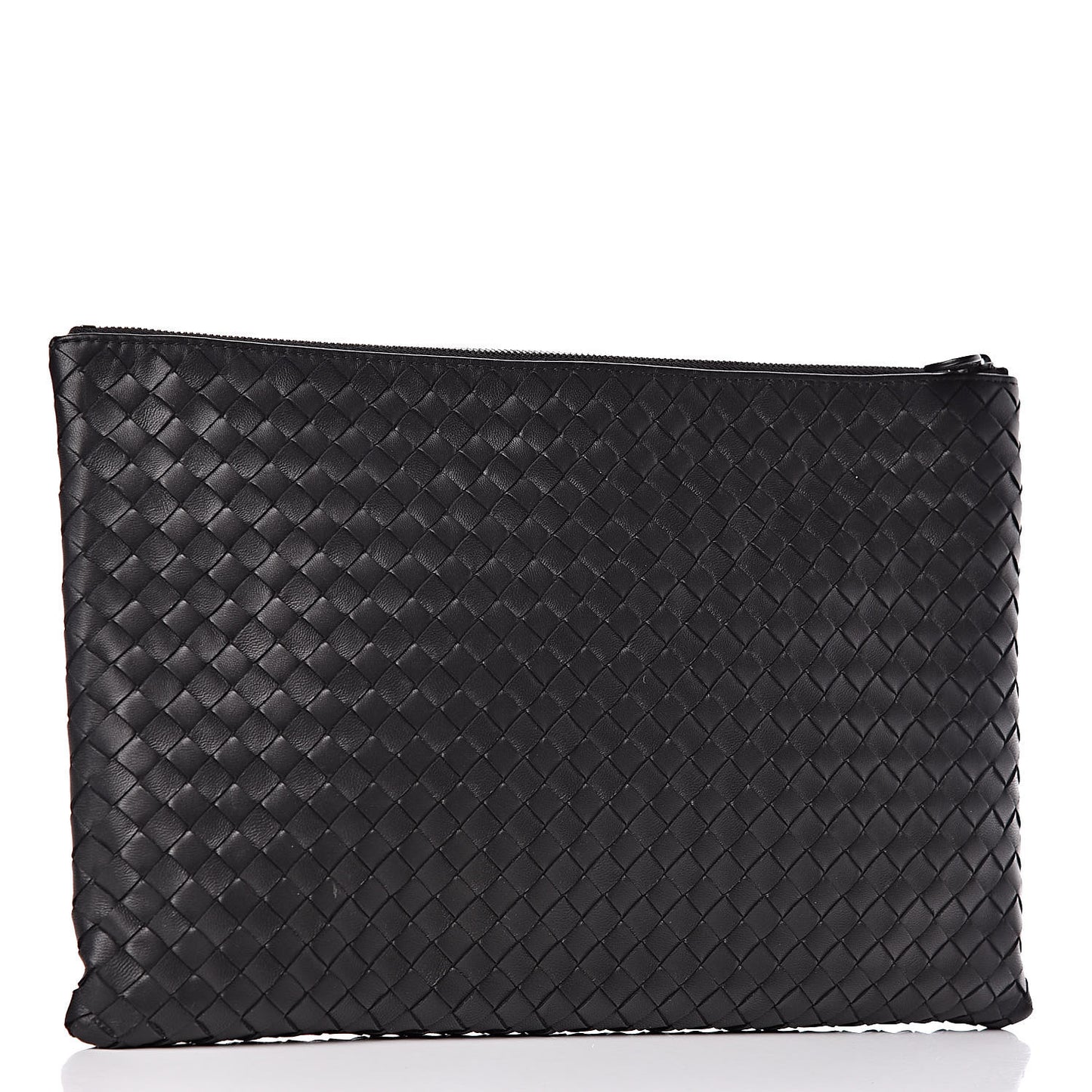 Nappa Intrecciato Large Flat Zip Biletto Pouch Black