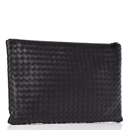 Bottega Veneta Nappa Intrecciato Large Flat Zip Biletto Pouch Black 3 of 7