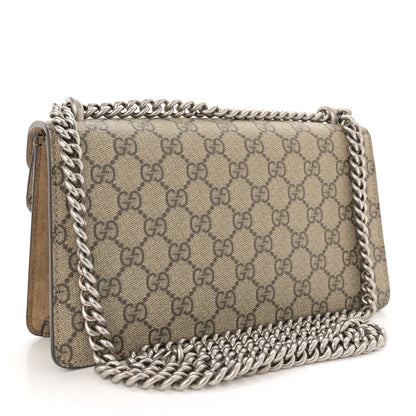 Gucci GG Supreme Monogram Suede Crystal Small Dionysus Shoulder Bag Beige Ebony Taupe 3 of 13