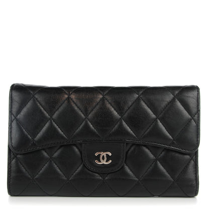 Chanel Lambskin Quilted Large Flap Wallet Black 1 of 8