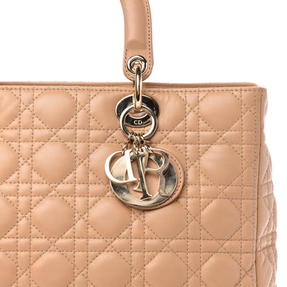 Christian Dior Lambskin Cannage Large Lady Dior Beige 12 of 12