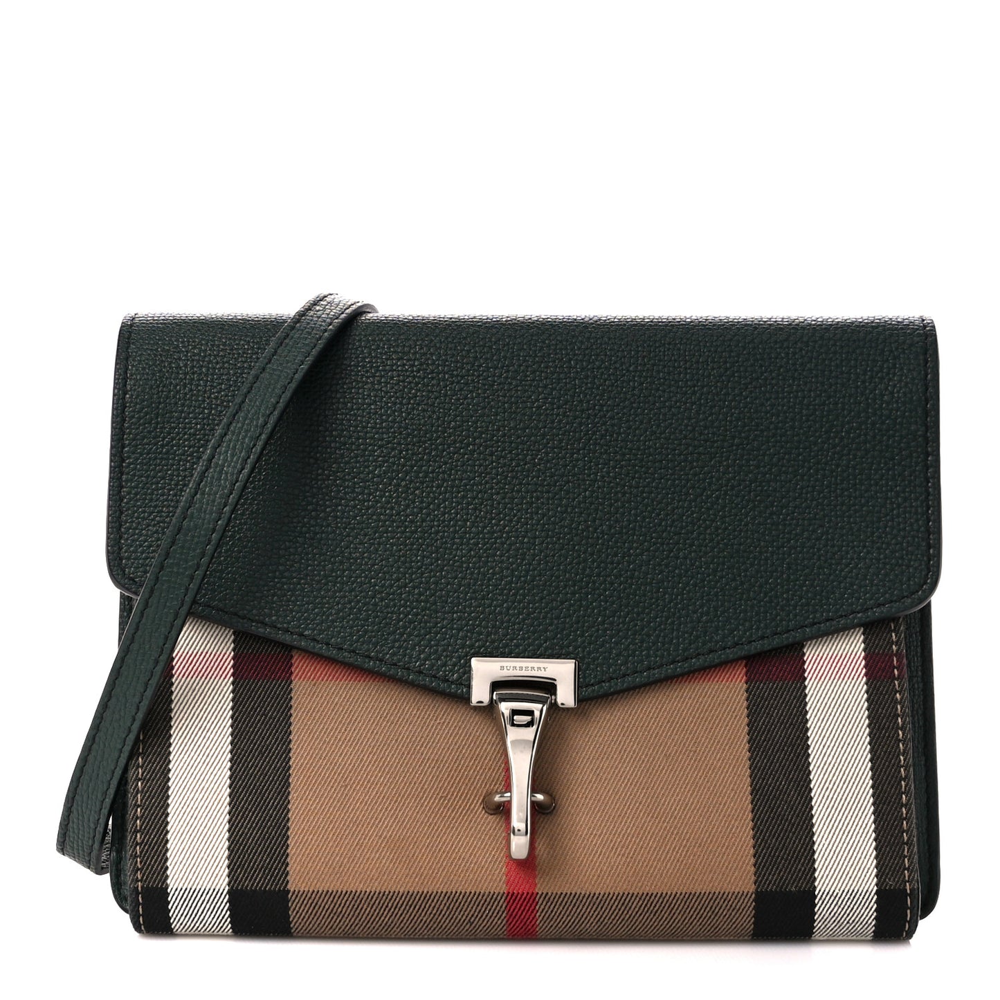 Derby Calfskin House Check Small Macken Crossbody Bag Dark Bottle Green