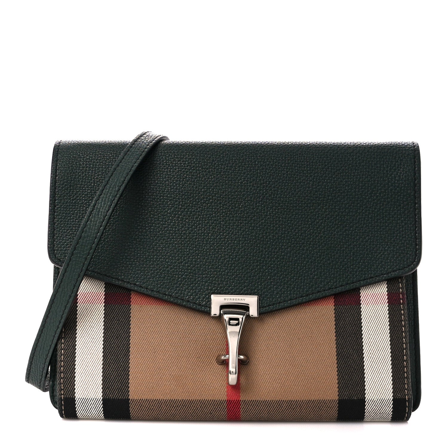 Burberry Derby Calfskin House Check Small Macken Crossbody Bag Dark Bottle Green 1 of 16