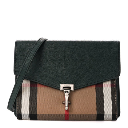 Burberry Derby Calfskin House Check Small Macken Crossbody Bag Dark Bottle Green 1 of 16