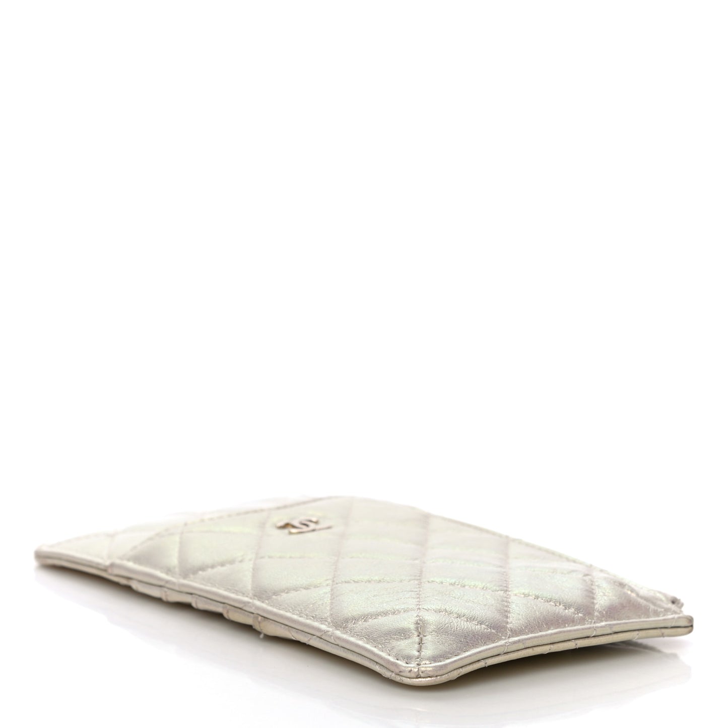 Iridescent Lambskin Quilted Classic iPhone Pouch Ivory