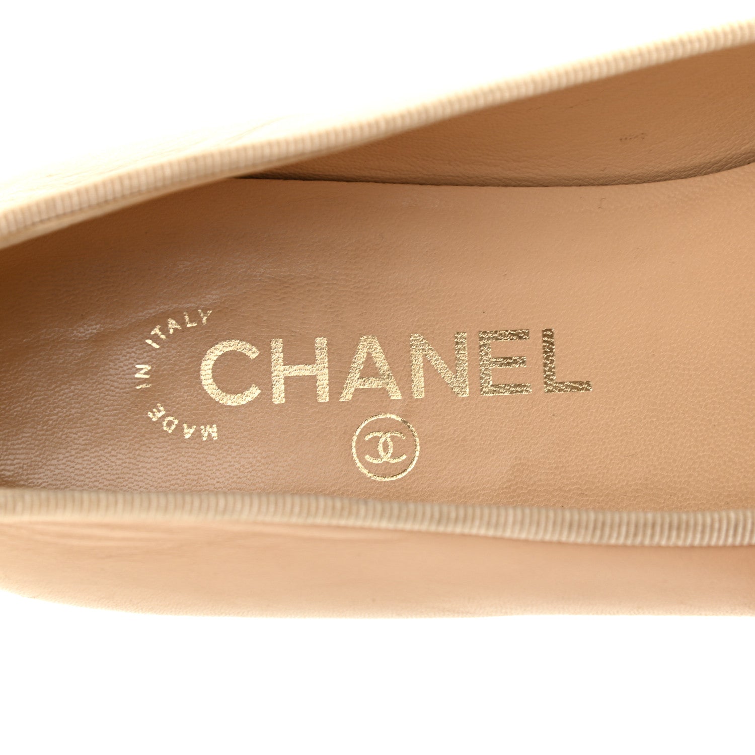 Chanel Lambskin Cap Toe CC Ballerina Flats 39 Beige Black 7 of 11