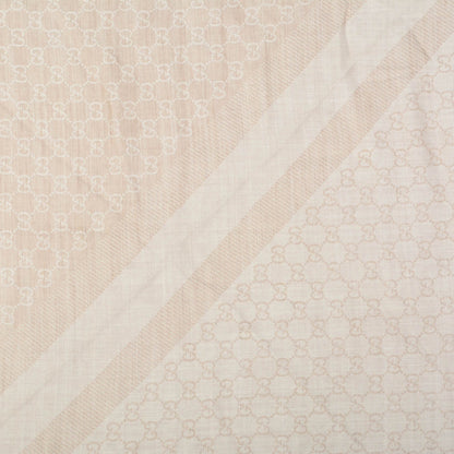 Gucci Wool Silk Monogram GGWeb Fringe Shawl Golden Beige 1 of 5