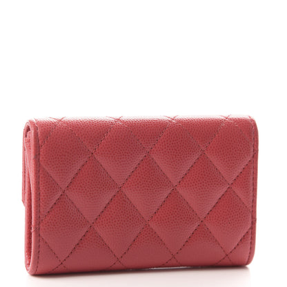 Chanel Caviar Quilted Flap Card Holder Wallet Dark Pink 3 of 9