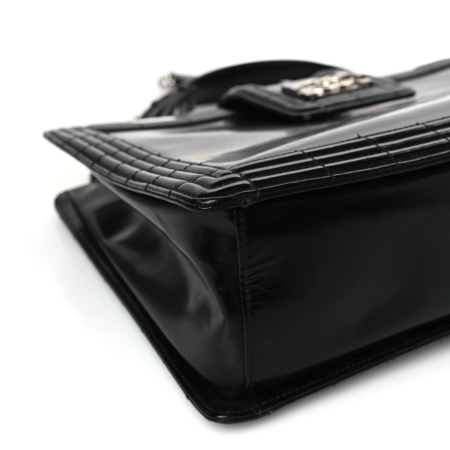 Glazed Calfskin Boy Tote Black