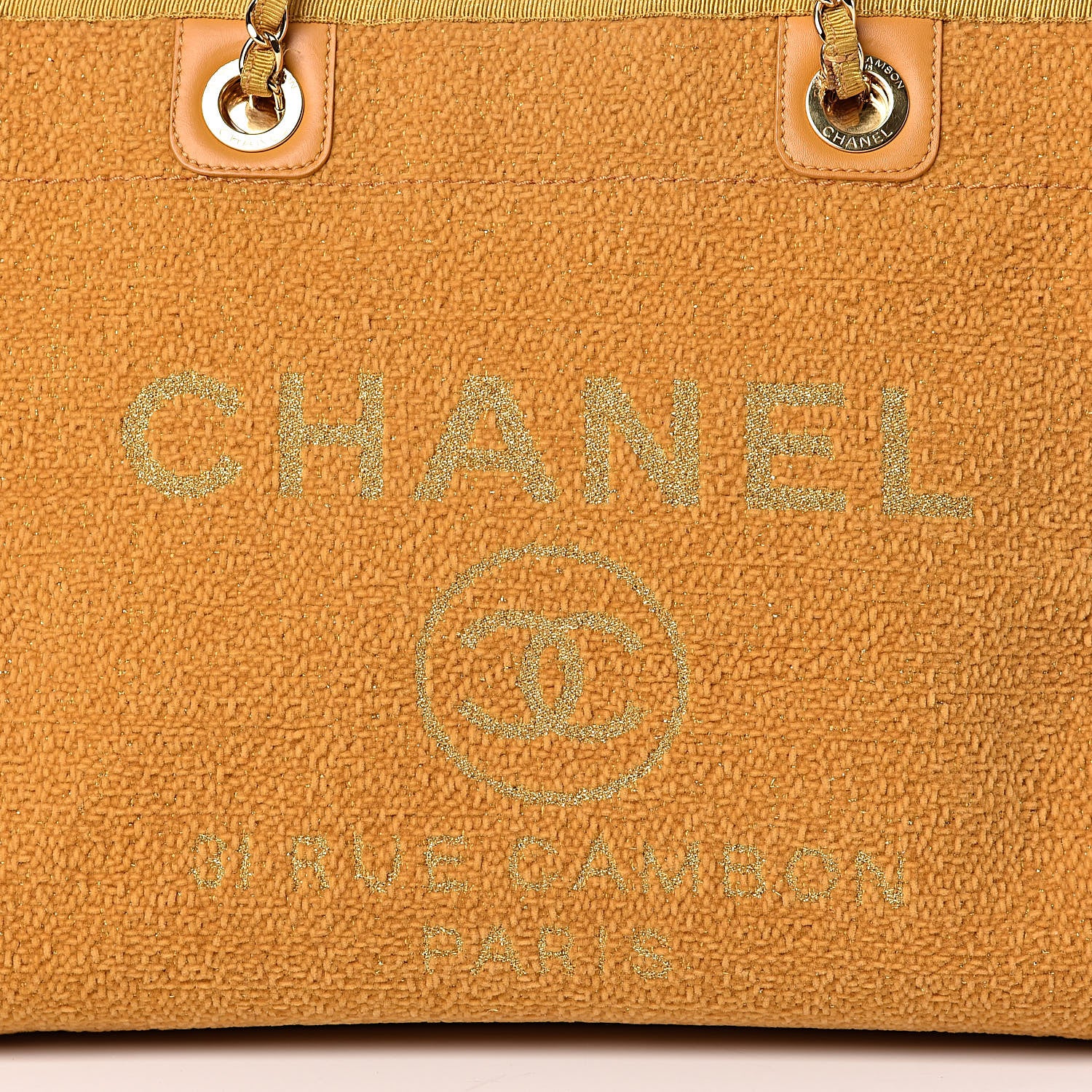 Chanel Lurex Canvas Small Deauville Tote Yellow 10 of 13