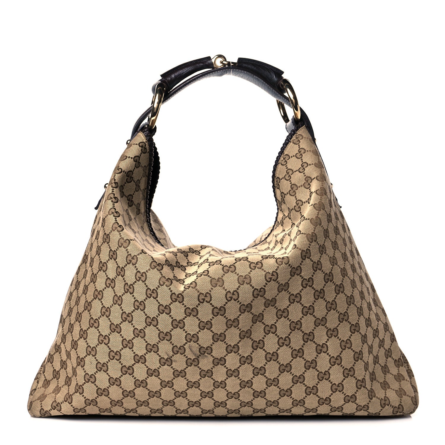 Gucci Monogram Large Horsebit Chain Hobo Dark Brown 1 of 15