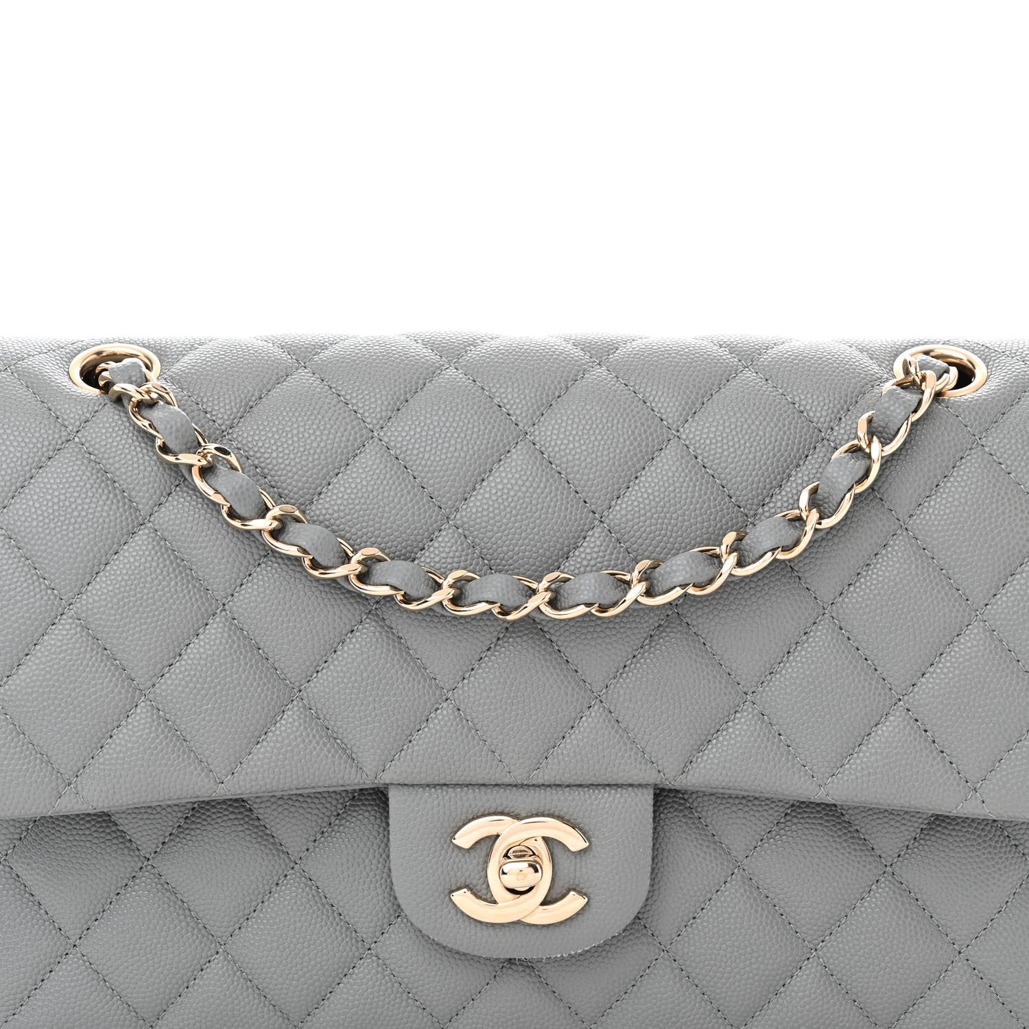 Chanel Caviar Quilted Medium Double Flap Grey 8 of 12