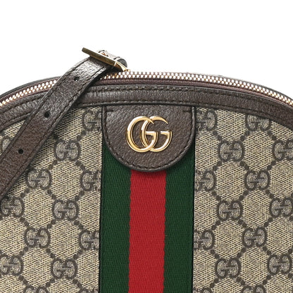 Gucci GG Supreme Monogram Textured Dollar Calfskin Web Small Ophidia Dome Shoulder Bag Beige Ebony New Acero 8 of 11