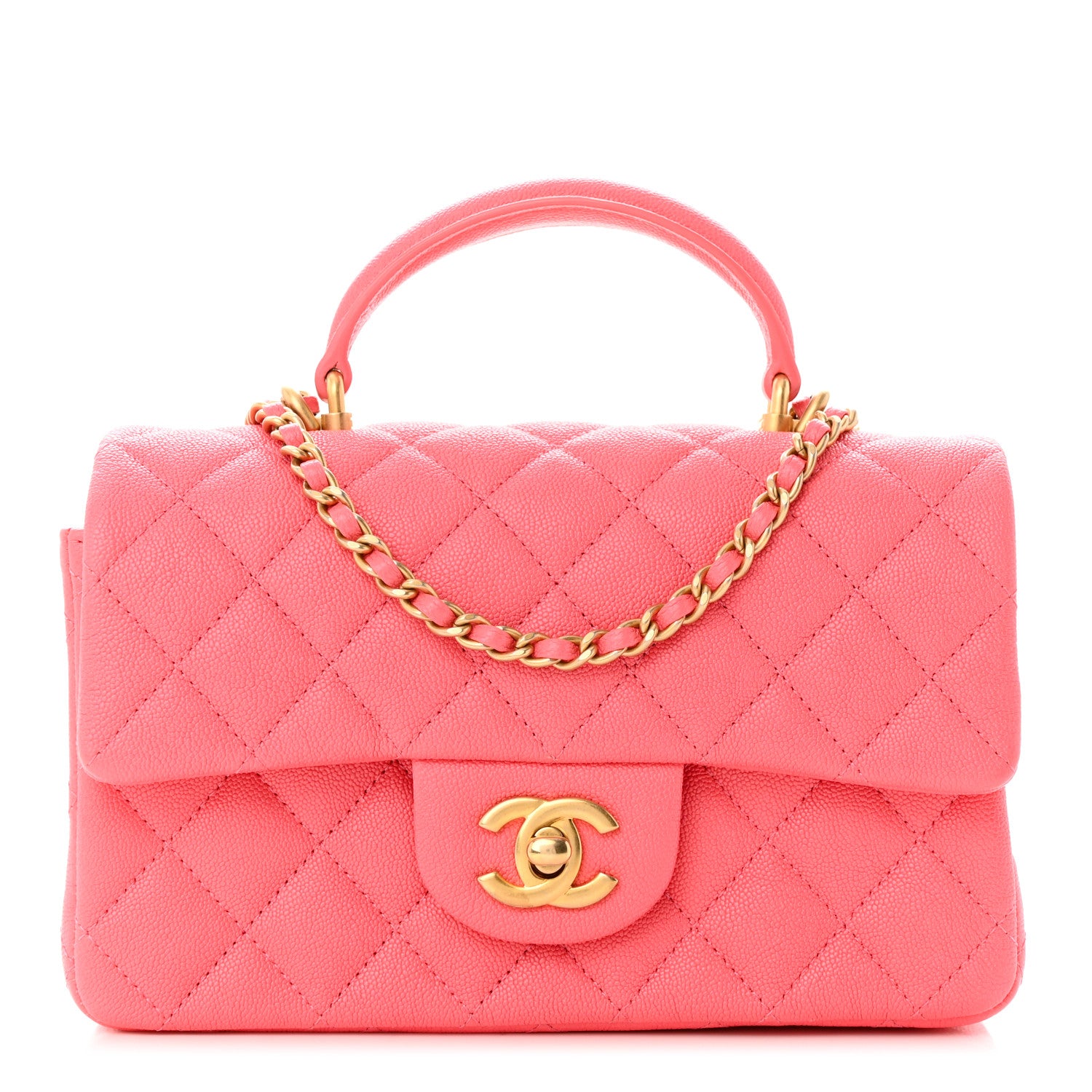 Chanel Caviar Quilted Mini Top Handle Rectangular Flap Pink 1 of 12