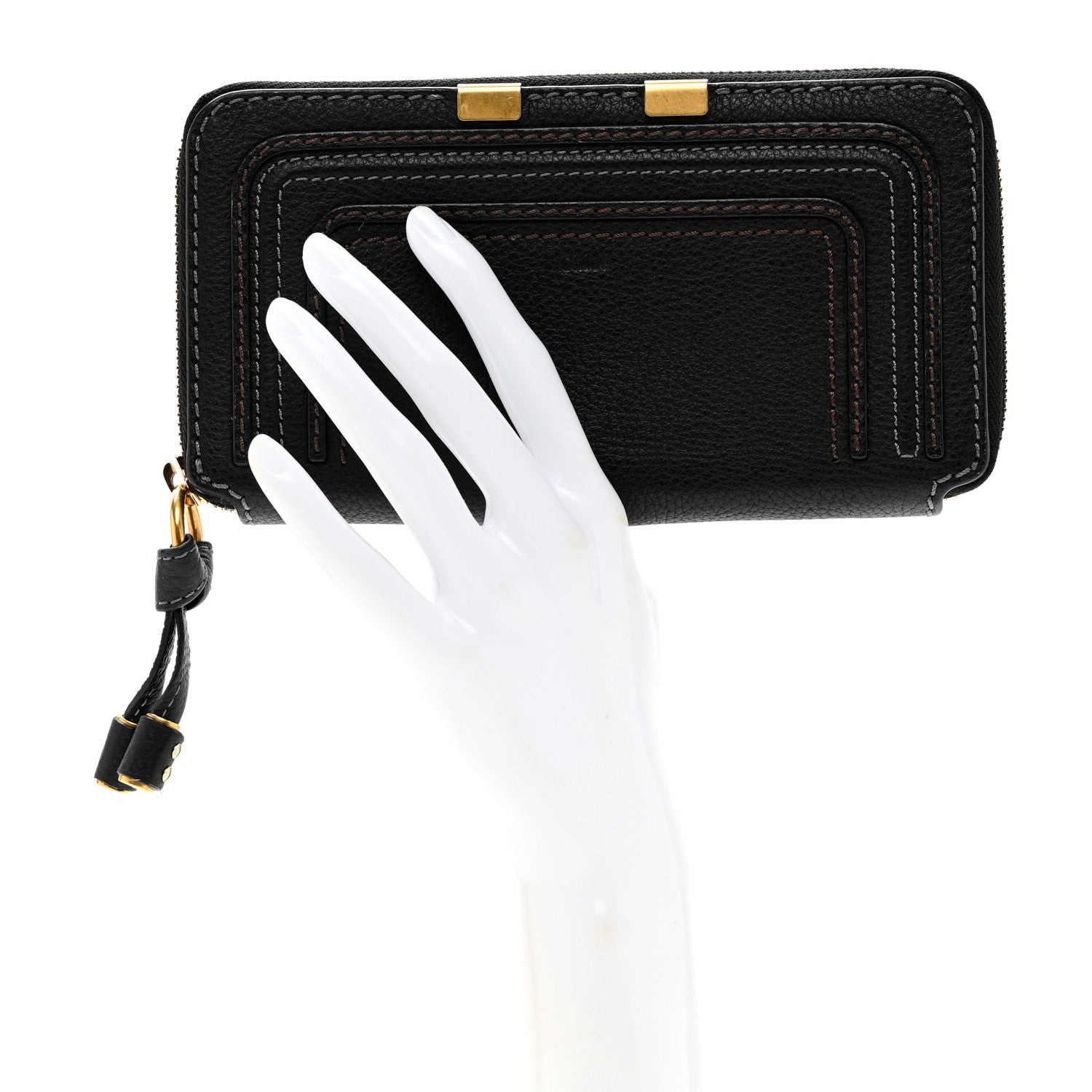 Chloe Grained Calfskin Marcie Long Zip Around Wallet Black 2 of 8