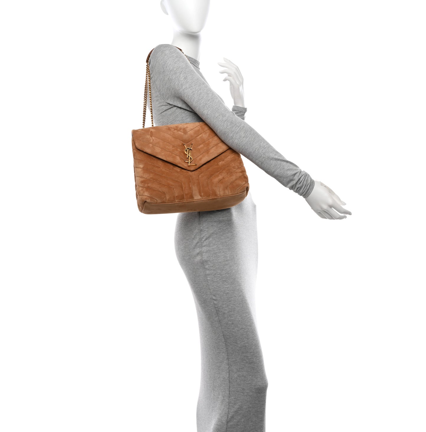 Suede Shearling Patchwork Monogram Medium Jamie Brown Beige