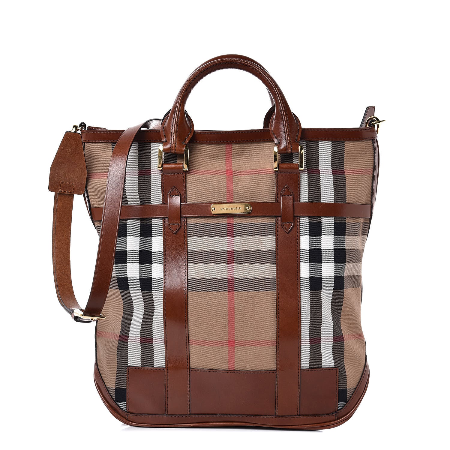 Burberry House Check Tote Dark Tan 1 of 9