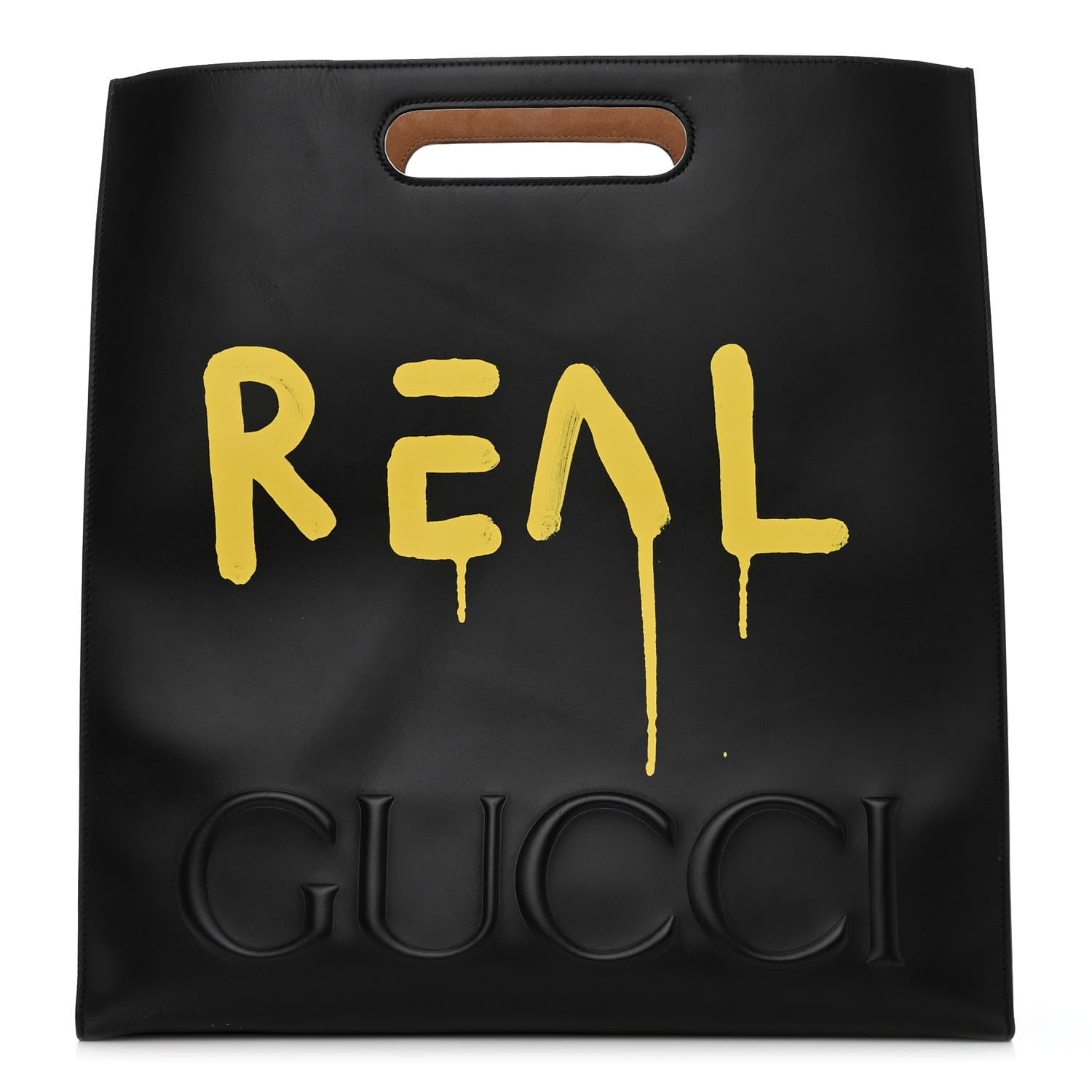 Gucci Calfskin GucciGhost Real Large XL Tote Black Yellow 1 of 10