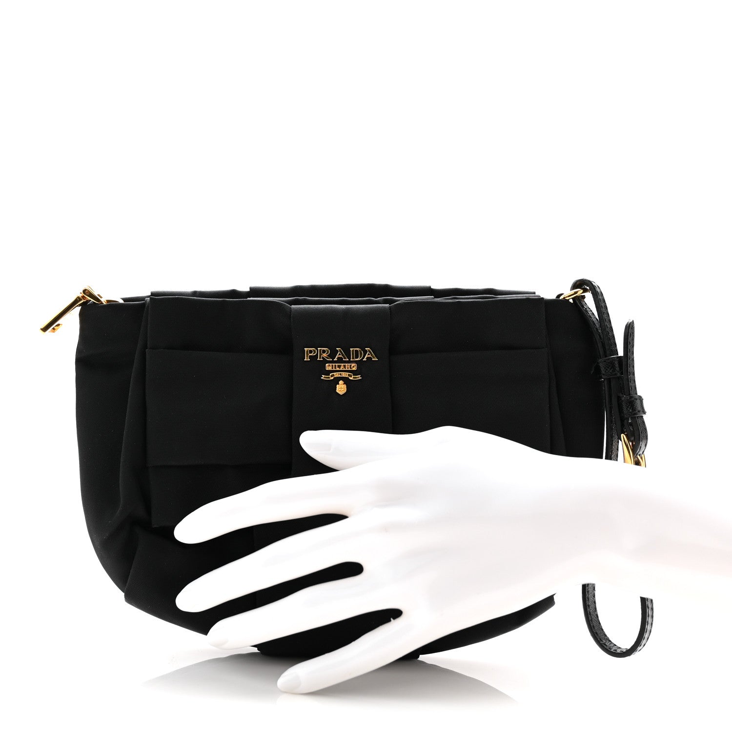 Prada Tessuto Nylon Bow Wristlet Black 1818511 – FASHIONPHILE