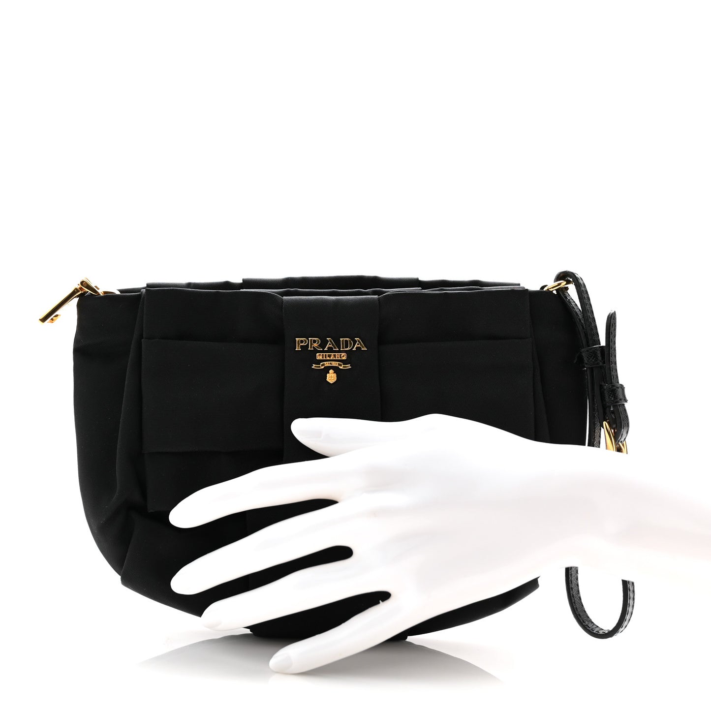 Tessuto Nylon Bow Wristlet Black