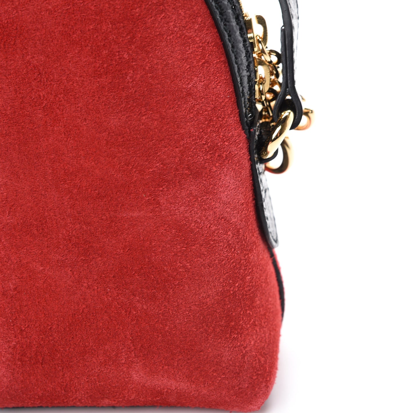 Suede Patent Web GG Small Ophidia Dome Shoulder Bag Hibiscus Red