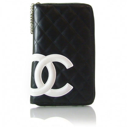 Chanel Calfskin Cambon Zip Around Organizer Wallet Black White 1 of 9