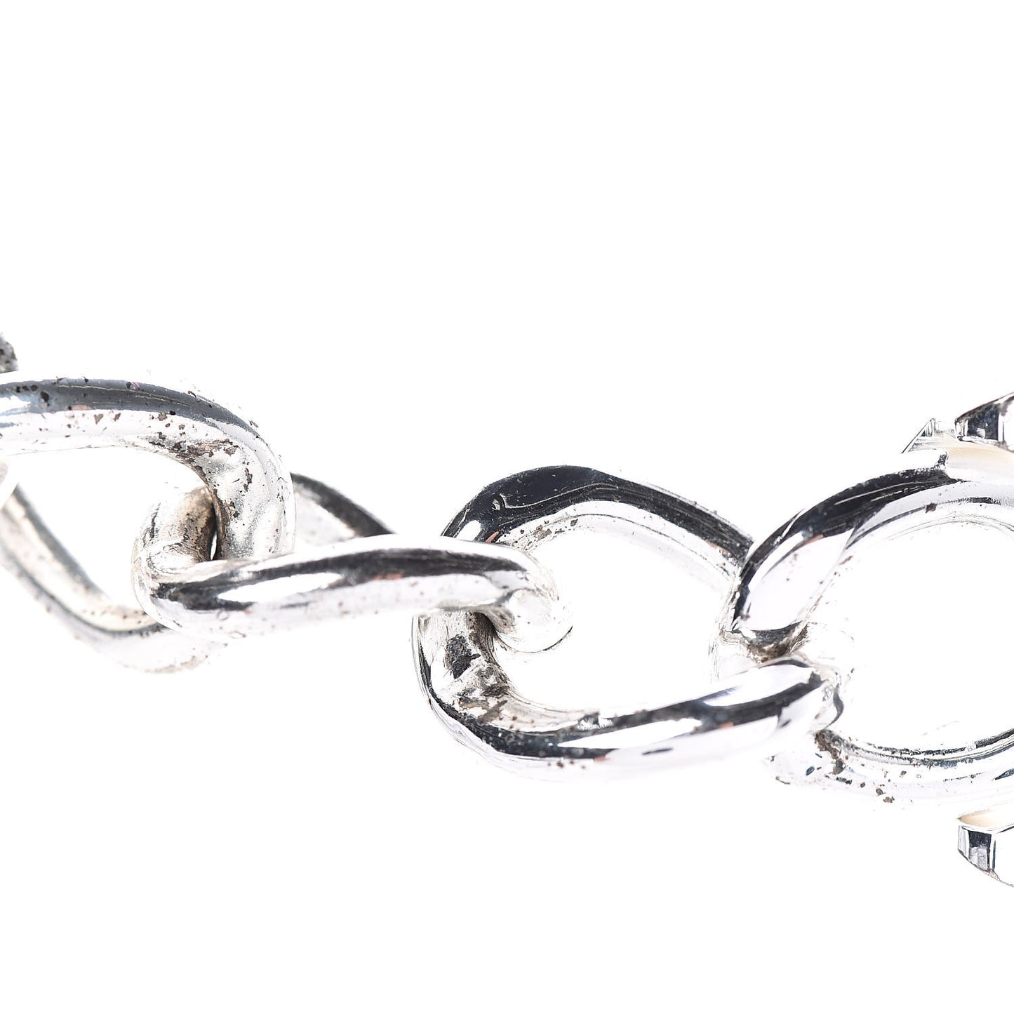 Chain Link CC Turn Lock Choker Necklace Silver