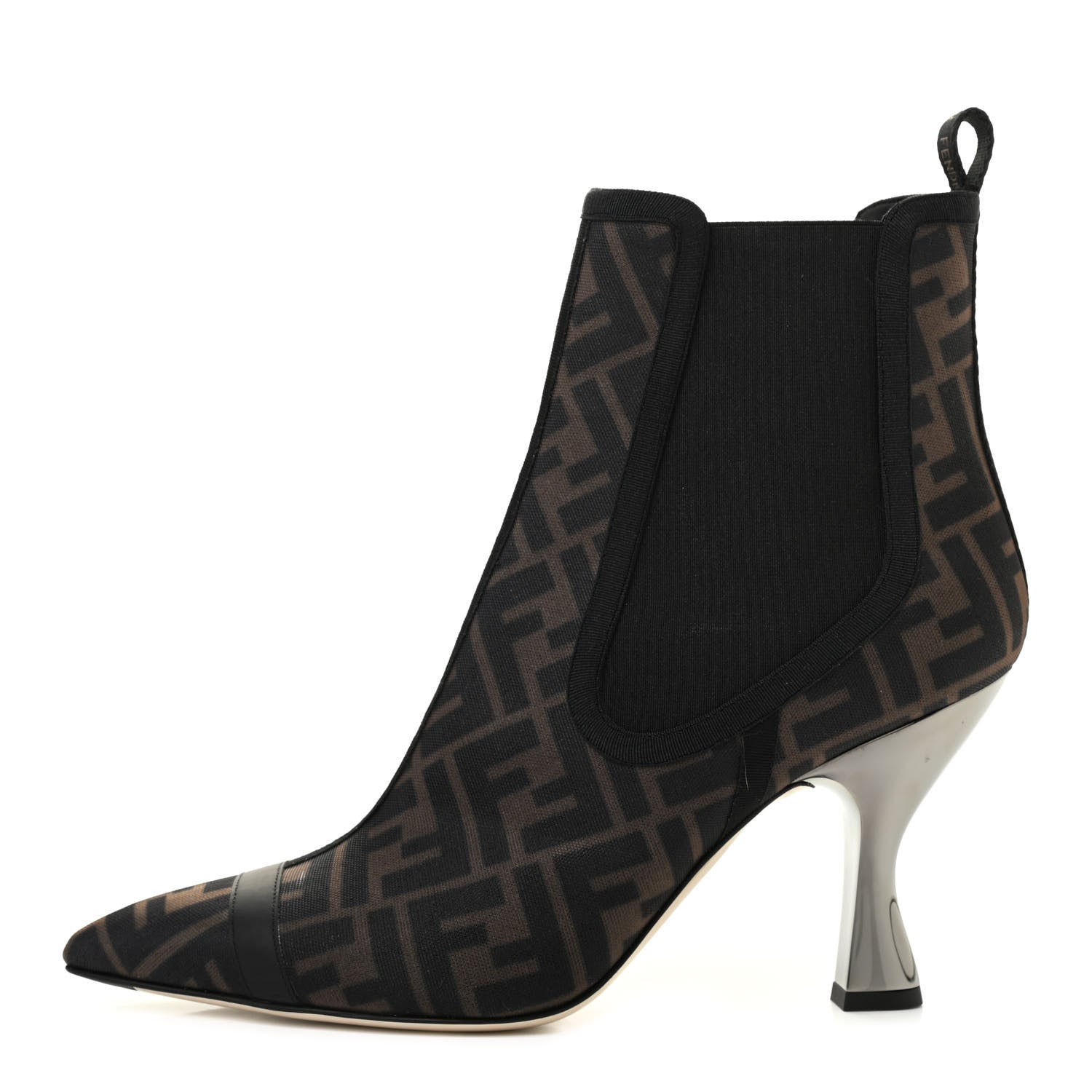 Fendi Mesh Tulle FF Colibri 85mm Ankle Booties 40 Tobacco Moro Black 1 of 7
