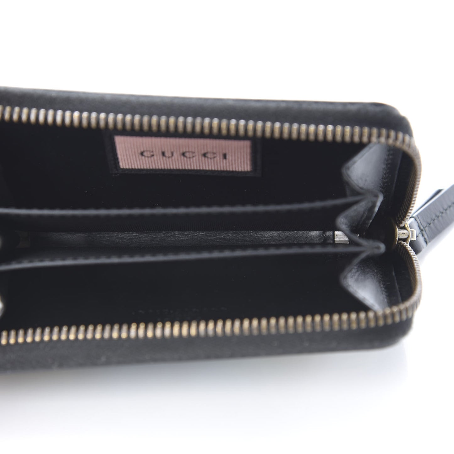 Calfskin GucciGhost Zip Around Card Case Black New Acquamarine
