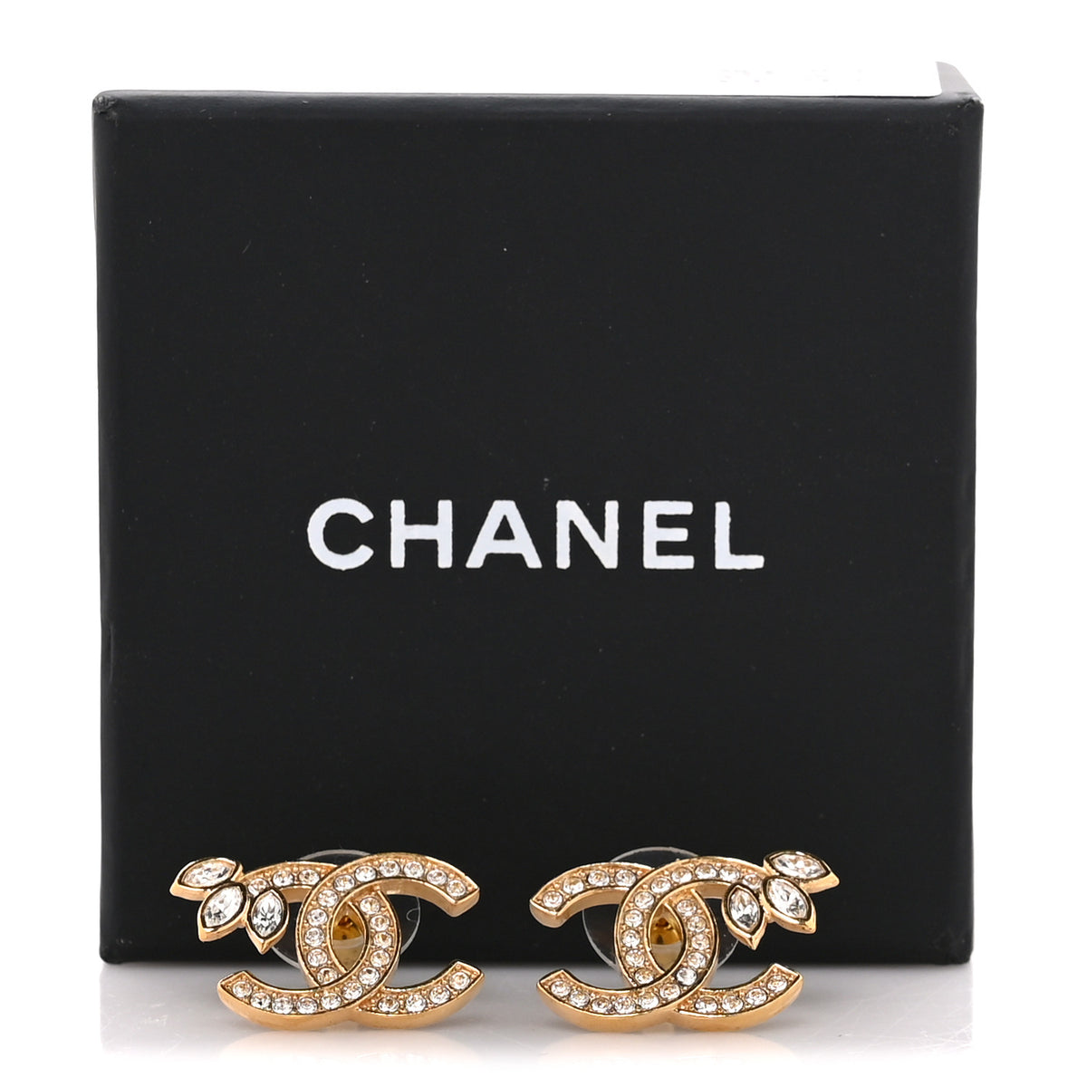 Chanel Crystal Wheat CC Earrings Gold 5 of 5