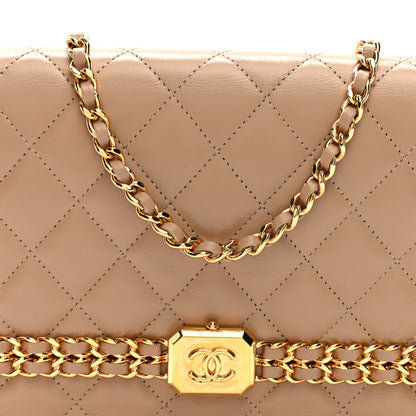 Chanel Shiny Aged Calfskin Quilted Clutch With Chain Dark Beige 8 of 12