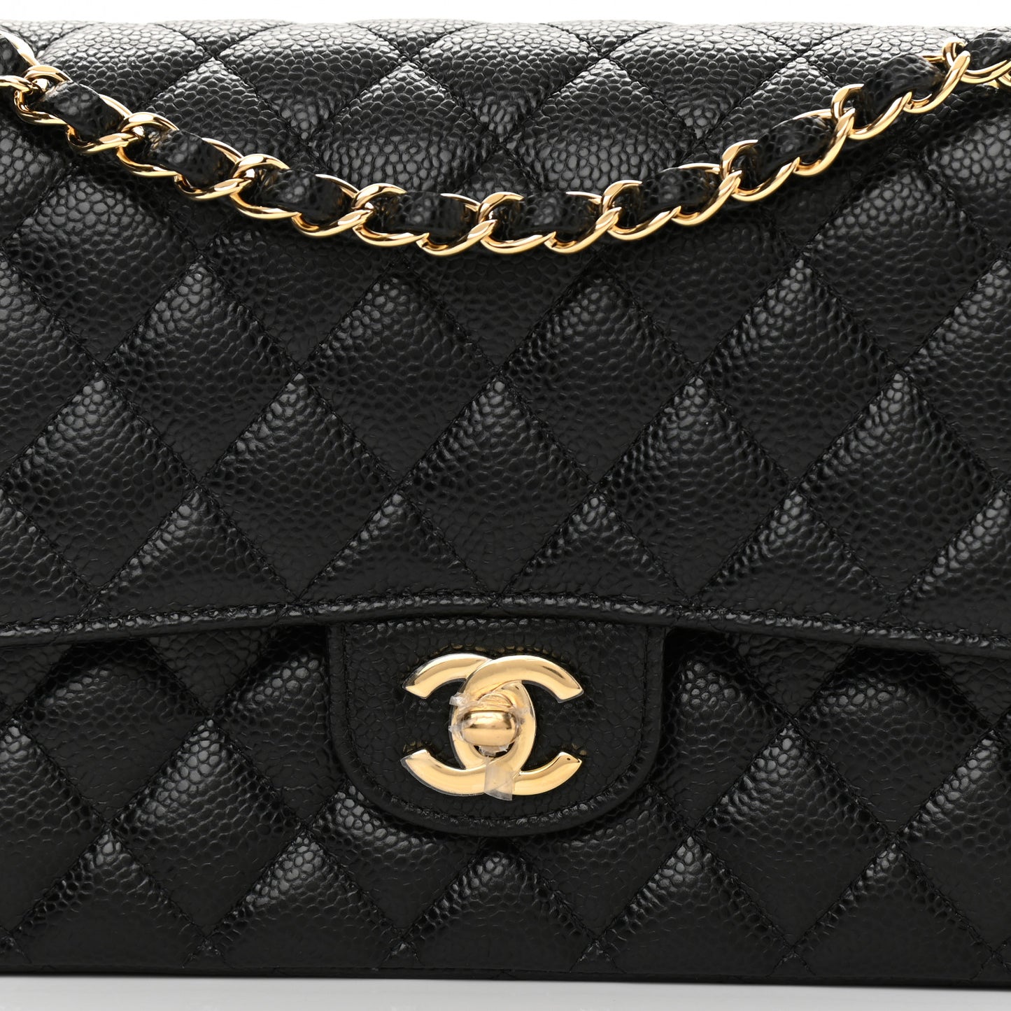 Caviar Quilted Medium Double Flap Black
