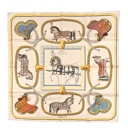 Hermes Silk Grand Apparat Forever Scarf 90 Creme Gold Multicolore 1 of 3