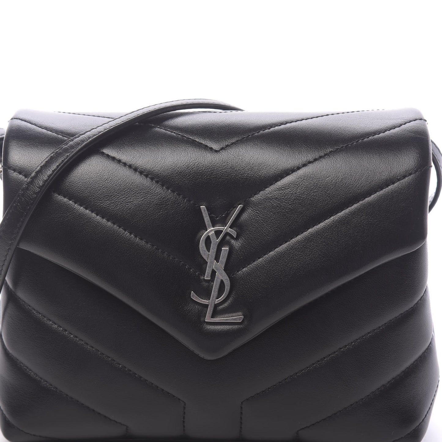 Calfskin Y Quilted Monogram Toy Loulou Crossbody Bag Black