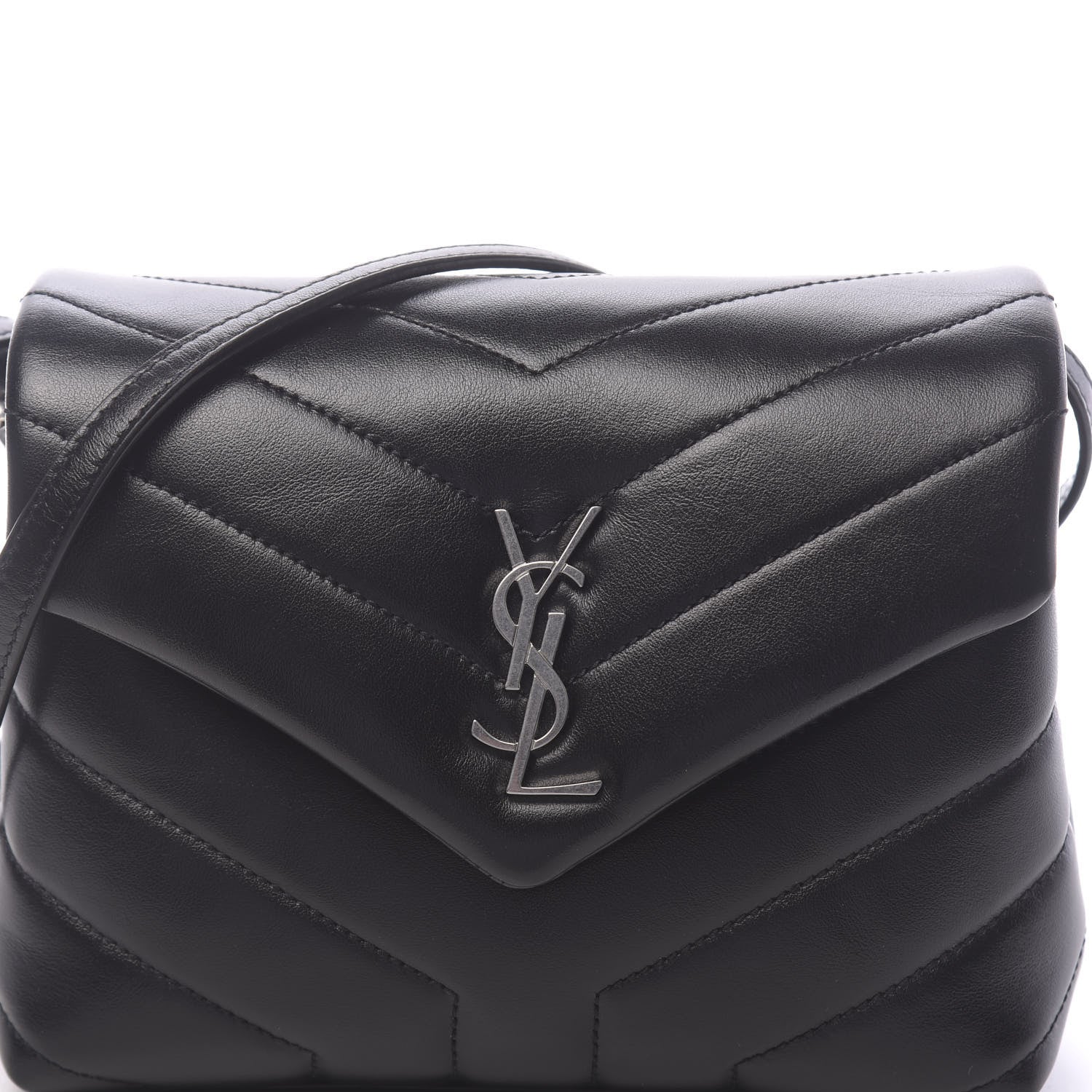 Saint Laurent Calfskin Y Quilted Monogram Toy Loulou Crossbody Bag Black 9 of 10