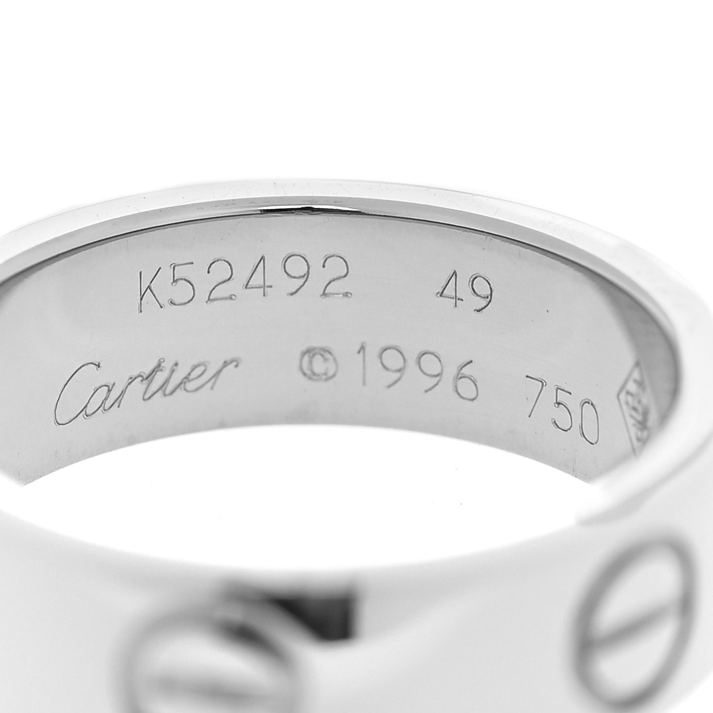 18K White Gold 5.5mm LOVE Ring 49 4.75
