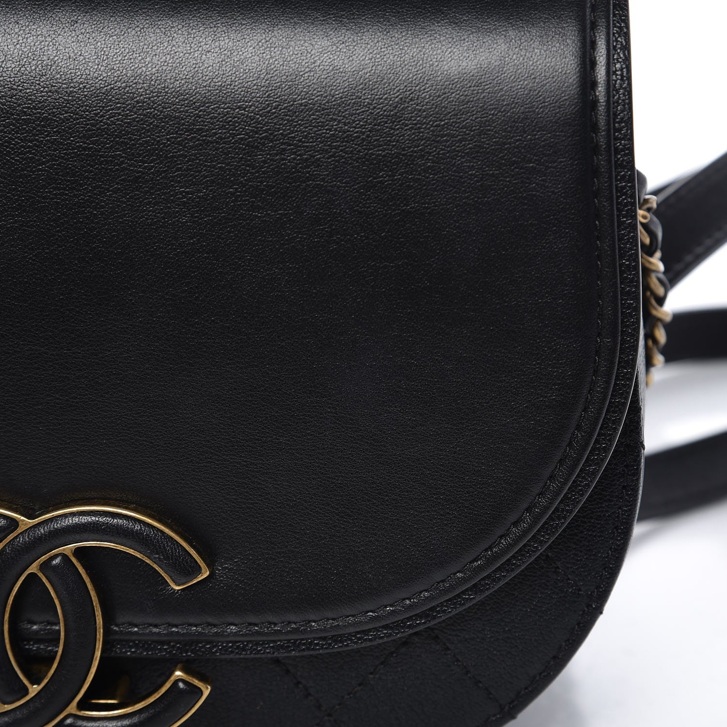 Chanel Shiny Calfskin Goatskin Quilted Small Coco Curve Messenger Flap Black 10 of 10